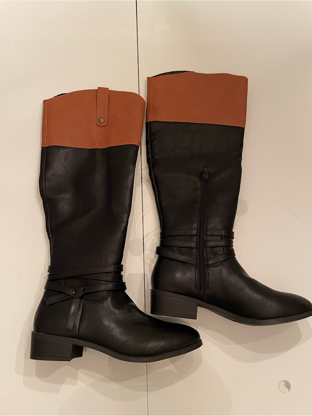 Sugar Black and Brown Two-Tone Over-the-Knee Boots